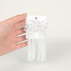 kate spade crystal flower tassel statement earring